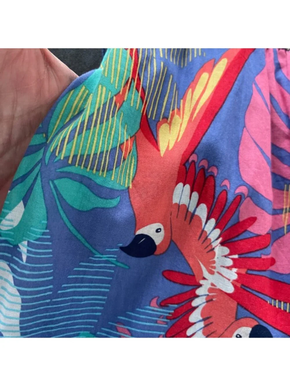 Talbots Women Tropical Parrot Midi Skirt Size S Resort Coastal Vacation Colorful - Picture 5 of 11